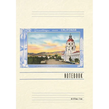 Vintage Lined Notebook Greetings from California, Pasadena