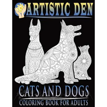 Cats and Dogs Coloring Book For Adults ( Floral Tangle Art Therapy) (Volume 2)