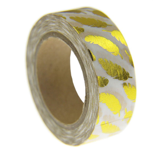 Gold Feather Washi Tape in Metallic | Gift Wrapping and Craft Tape by The Bullish Store