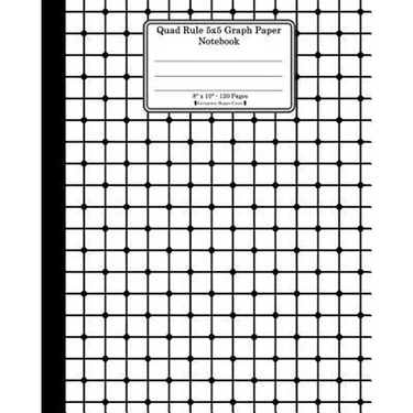 Quad Rule 5x5 Graph Paper Notebook. 8 X 10. 120 Pages. Geometric Shapes Cover: White Black Mesh Squares Dots Pattern Cover. Square Grid Paper, Graph R