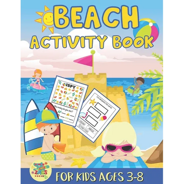 Beach activity book for kids ages 3-8: beach gift for kids ages 3 and up