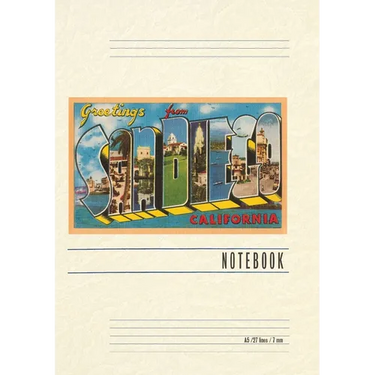 Vintage Lined Notebook Greetings from San Diego, California