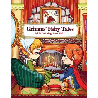 Grimms' Fairy Tales Adult Coloring Book Vol. 1: A Kawaii Fantasy Coloring Book for Adults and Kids: Cinderella, Snow White, Hansel and Gretel, The Fro
