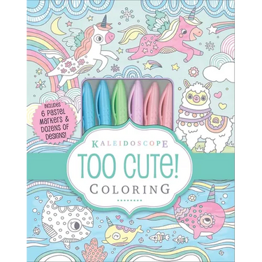 Kaleidoscope: Too Cute! Coloring: Includes 6 Pastel Markers and Dozens of Designs!