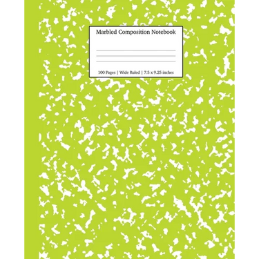 Marbled Composition Notebook: Green Marble Wide Ruled Paper Subject Book