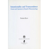 Intentionality and Transcendence: Closure and Openness in Husserl's Phenomonoloy