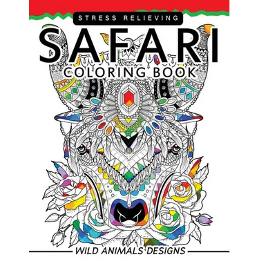 Safari Coloring books: Wild Animals Flowers Mandala and Doodle Pattern