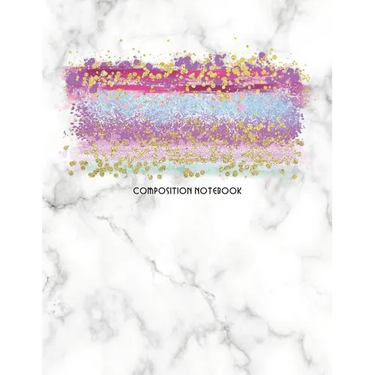 Composition Notebook: Marble and Glitter Decorative Design with Wide Rule Lines and Numbered Pages