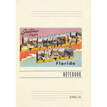 Vintage Lined Notebook Greetings from Jacksonville Beach, Florida