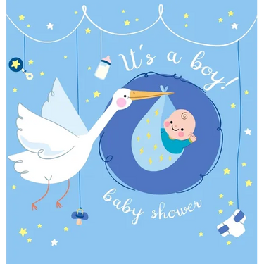 It's a Boy! A Baby Shower Guest Book: A Classic Stork Themed Square Hardcover Square Hardcover Baby Shower Guest Book for Boys with Sign-In Pages, Wis