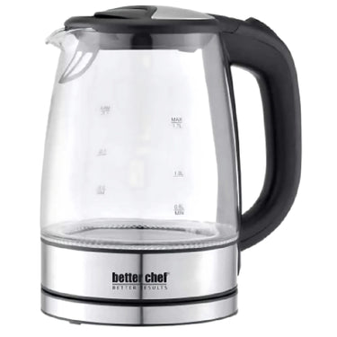 1100-Watt Glass Electric Cordless Kettle With Stainless Accents
