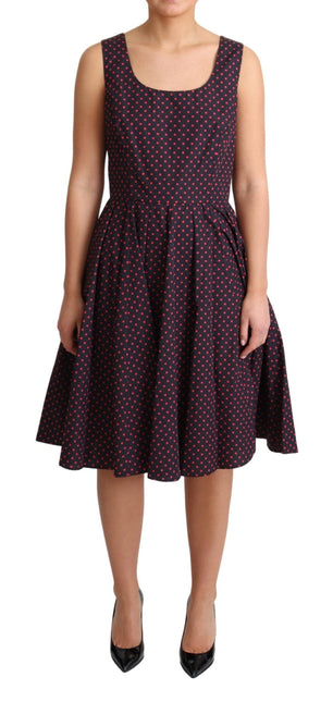 Red Blue Polka Cotton A-Line Gown Dress by Faz