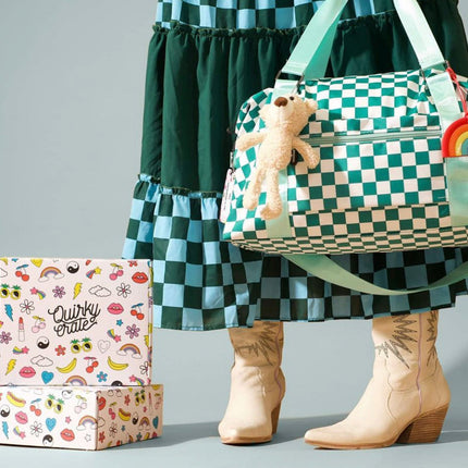 Checkered Overnight Carry On Duffle Gym Bag by Quirky Crate