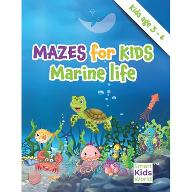 Mazes for Kids - Marine Life: Amazing Maze & Coloring Activity Book for kids, age 3-6, Problem solving, Coloring, Fun Facts about fishes, Dexterity &