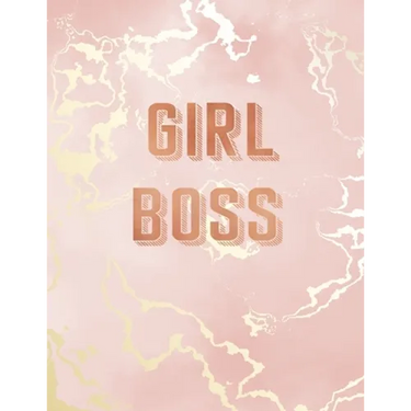 Girl Boss: Inspirational Quote Notebook, Pink Marble and Rose Gold Inlay - 8.5 x 11, 120 Wide Ruled Pages
