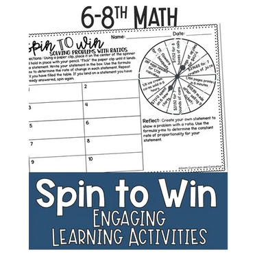Math Games for Sixth, Seventh Grade, and Eighth Grade: Fun Math Practice & Activities for Kids Ages 12-15: Spin to Win - Engaging Learning Activities