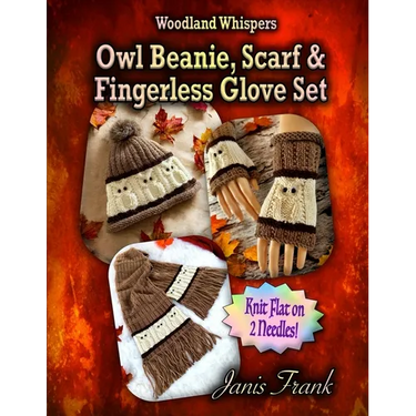 Owl Beanie, Scarf and Fingerless Glove Set