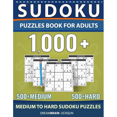 Sudoku Puzzles Book for Adults 1000+: Medium to Hard Sudoku Puzzle book 500 + Medium 500 + Hard with Full Solutions