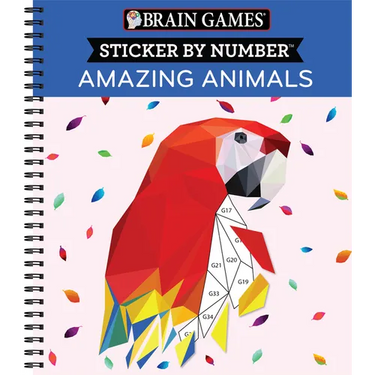 Brain Games - Sticker by Number: Amazing Animals (13 Images to Sticker)