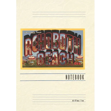 Vintage Lined Notebook Greetings from Rehoboth Beach