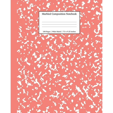 Marbled Composition Notebook: Coral Pink Marble Wide Ruled Paper Subject Book