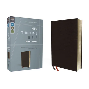 NIV, Thinline Bible, Giant Print, Bonded Leather, Black, Red Letter Edition
