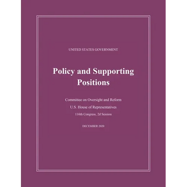 United States Government Policy and Supporting Positions (Plum Book) 2020