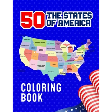 50 The States of America Coloring Book: 50 State Maps with Capitals & Symbols like Motto Bird Mammal Flower Insect Butterfly or Fruit Perfect Easy To