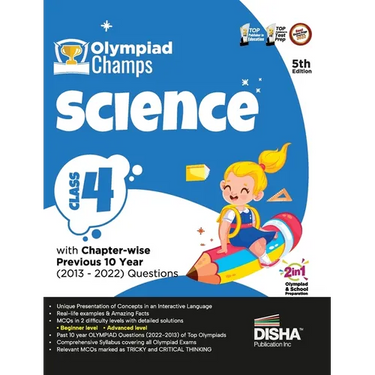Olympiad Champs Science Class 4 with Chapter-wise Previous 10 Year (2013 - 2022) Questions 5th Edition Complete Prep Guide with Theory, PYQs, Past & P