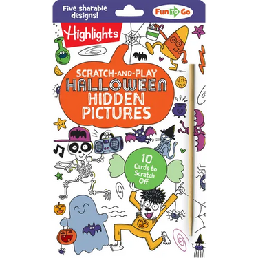 Scratch-And-Play Halloween Hidden Pictures: Halloween Gift for Kids Ages 6 and Up Featuring 10 Scratch-Off Hidden Pictures Cards with a Stylus for On-