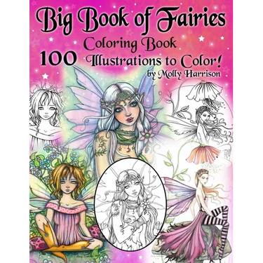 Big Book of Fairies Coloring Book - 100 Pages of Flower Fairies, Celestial Fairies, and Fairies with their Companions: 100 Line Art Illustrations to C