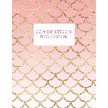 Composition Notebook: Wide-Ruled Coral Mermaid Style Fish Scale Design