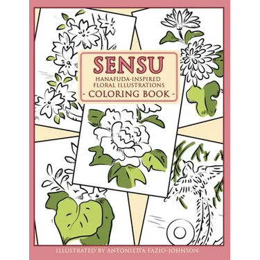 Sensu: Hanafuda-Inspired Floral Illustrations Coloring Book