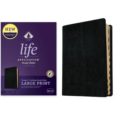 NKJV Life Application Study Bible, Third Edition, Large Print (Bonded Leather, Black, Indexed, Red Letter)