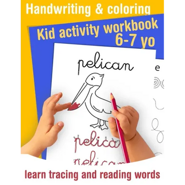 Handwriting and coloring - Kid activity workbook - learn tracing and reading words - 6/7 yo: Learn handwriting and get fun coloring animals - Handwrit