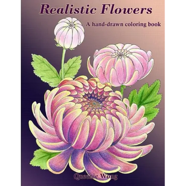 Realistic Flowers - A hand-drawn coloring book