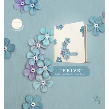 NLT Thrive Creative Journaling Devotional Bible (Hardcover, Blue Flowers)