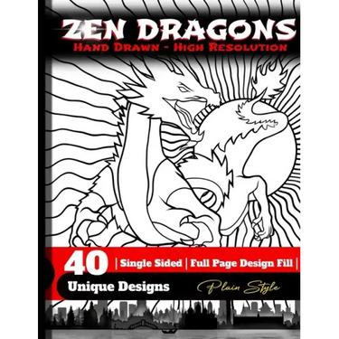 Zen Dragons - no pattern Style Adult Coloring Book