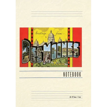Vintage Lined Notebook Greetings from Des Moines