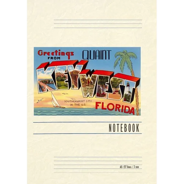 Vintage Lined Notebook Greetings from Quaint Key West, Florida