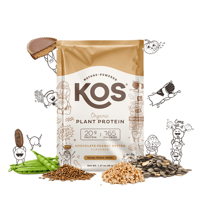 KOS Organic Plant Protein, Chocolate Peanut Butter, Single Serving by KOS.com