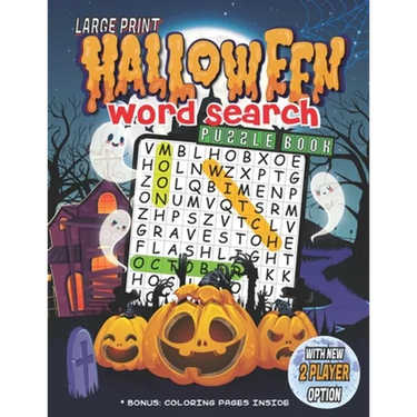 Halloween Word Search Puzzle Book: Large Print Halloween Word Search Puzzle Book for Kids & Adults from Easy to Hard Levels. With Solutions and Bonus