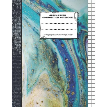 Graph Paper Composition Notebook: 110 Pages - Quad Ruled 4x4 - 8.5" x 11" Marble Large Notebook with Grid Paper - Math Notebook For Students