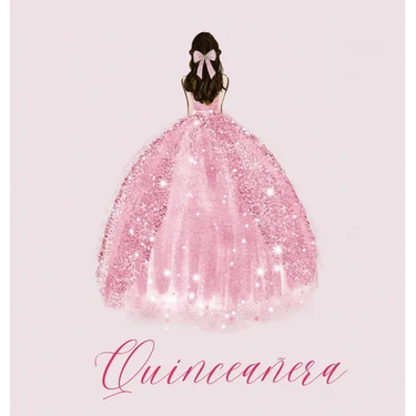 Quinceanera Guest Book with pink dress (hardback)
