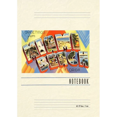 Vintage Lined Notebook Greetings from Miami Beach