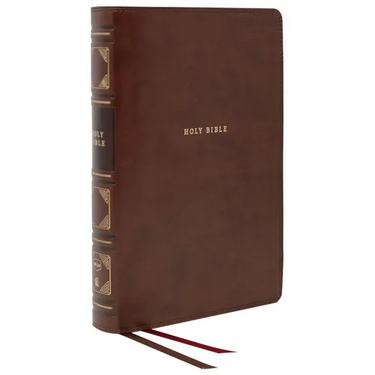 Nkjv, Reference Bible, Classic Verse-By-Verse, Center-Column, Leathersoft, Brown, Red Letter Edition, Comfort Print