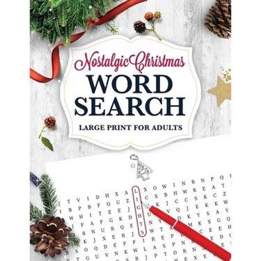 Nostalgic Christmas Word Search LARGE PRINT for Adults: Holiday Puzzle Book with Illustrations & Answers