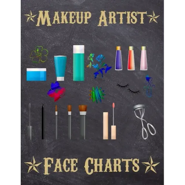 Makeup Artist Face Charts: Makeup cards to paint the face directly on paper with real make-up - Ideal for: professional make-up artists, vloggers