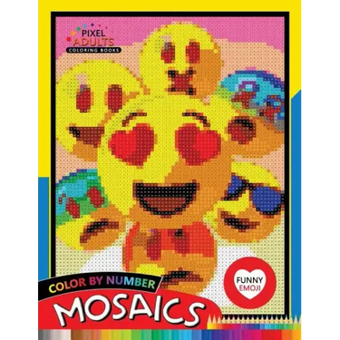 Funny Emoji Mosaic: Pixel Adults Coloring Books Color by Number
