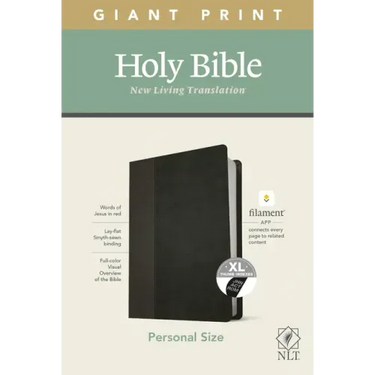NLT Personal Size Giant Print Bible, Filament Enabled Edition (Red Letter, Leatherlike, Black/Onyx, Indexed)